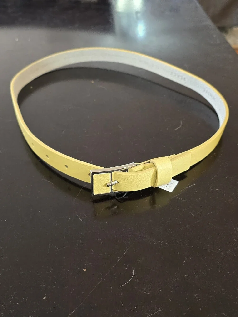 Whit House Black Market Yellow Leather Belt with Silver Buckle
